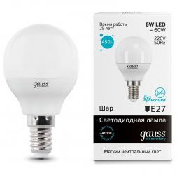 Лампа Gauss 53126 LED Elementary Globe 6W E14 4100K