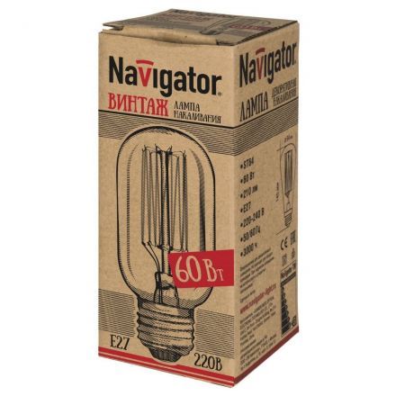 Лампа накаливания Navigator 71 958 NI-V-T45-SC15-60-230-E27-CLG