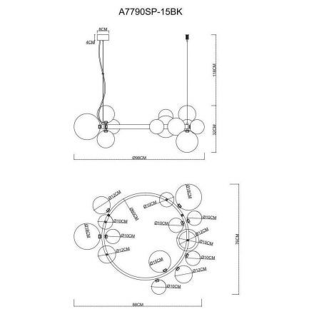 Подвесная люстра Arte Lamp A7790SP-15BK