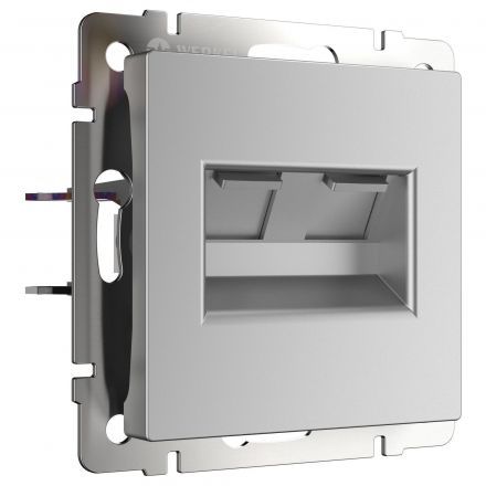 Розетка двойная Ethernet Werkel W1181106 серебро (WL06-RJ45+RJ45)
