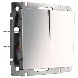 Выключатель двухклавишный проходной Werkel W1122002 глянцевый никель (WL02-SW-2G-2W)