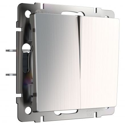 Выключатель двухклавишный проходной Werkel W1122002 глянцевый никель (WL02-SW-2G-2W)