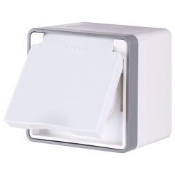 Розетка с крышкой и шторками IP44 Werkel W5071201 IP44 белый (WL15-02-04)