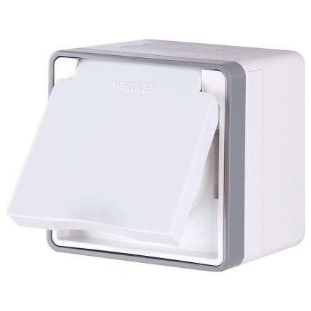 Розетка с крышкой и шторками IP44 Werkel W5071201 IP44 белый (WL15-02-04)