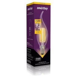 Филаментная светодиодная лампа Свеча на ветру С37 8W 3000K E14 Smartbuy SBL-C37FCan-8-30K-E14