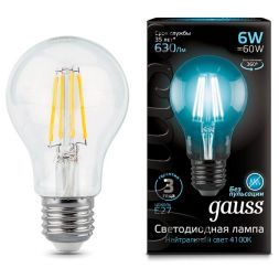 Лампа Gauss 102802206 LED Filament A60 E27 6W 4100К