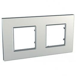 Рамка 2-ая Schneider Electric Unica Quadro Серебро MGU6.704.55