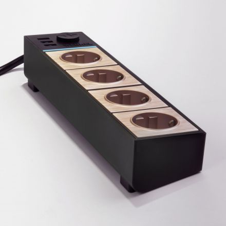 Розеточный блок 4-х местный + 3 USB Werkel W6514944 черный/шампань рифленый (WL20-04-03)