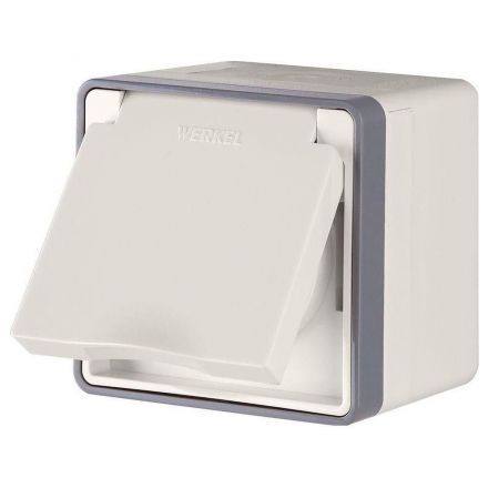 Розетка с крышкой и шторками IP44 Werkel W5071203 IP44 слоновая кость (WL15-02-04)
