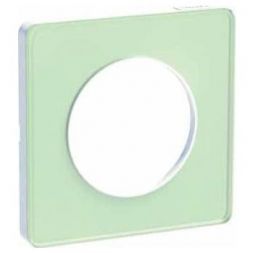Рамка 1-я Schneider Electric Odace Зеленый лед/Белый