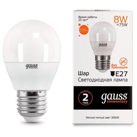 Лампа Gauss 53218 LED Elementary Globe 8W E27 3000K
