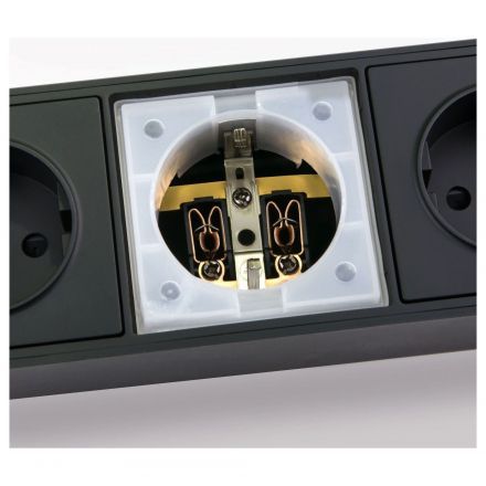 Розеточный блок 4-х местный + 3 USB Werkel W6514908 черный (WL20-04-03)