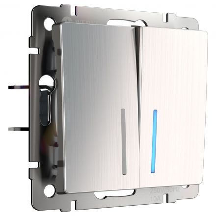 Выключатель двухклавишный с подсветкой Werkel W1120102 глянцевый никель (WL02-SW-2G-LED)