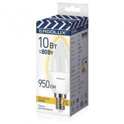 Светодиодная лампа Ergolux LED-C35-10W-E14-3K Promo