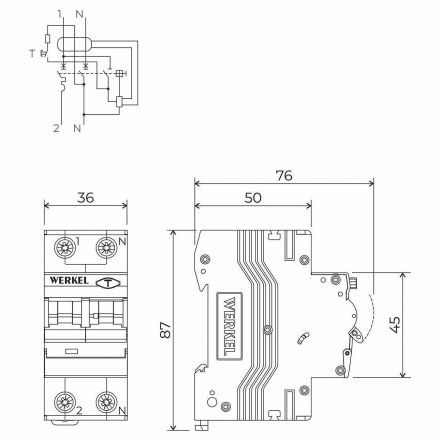Дифференциальный автомат 1P+N 25 A 30 mА 6 kА C А Werkel W922P256