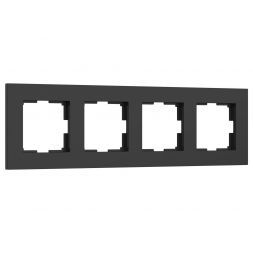 Рамка на 4 поста Slab (черный матовый) W0042908 Werkel