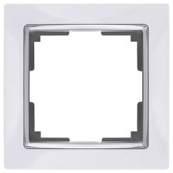 Рамка 1-местная Werkel W0011901 белый , вставка хром (WL03-Frame-01-white)