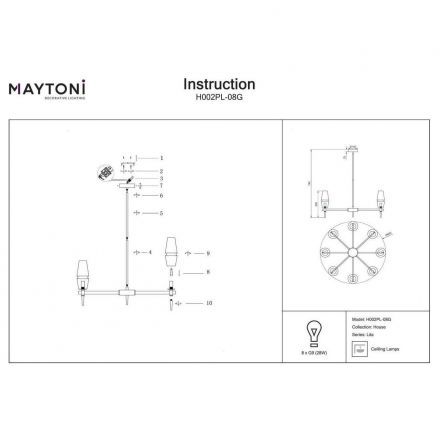 Подвесная люстра Maytoni Lita H002PL-08G