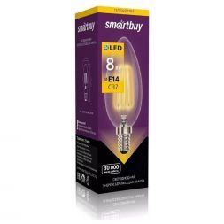 Филаментная светодиодная лампа Свеча С37 8W 3000K E14 Smartbuy SBL-C37F-8-30K-E14