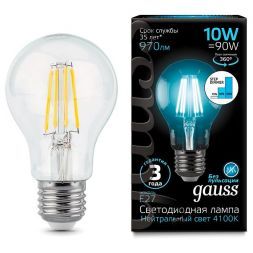 Лампа Gauss 102802210-S LED Filament A60 E27 10W 4100К step dimmable
