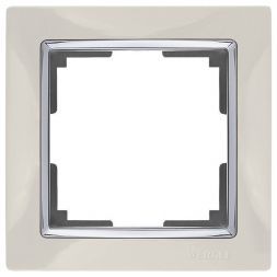 Рамка 1-местная Werkel W0011903 слоновая кость, вставка хром (WL03-Frame-01-ivory)