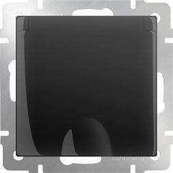 Розетка с з/к с крышкой и шторками Werkel W1171208 черный матовый (WL08-SKGSC-01-IP44)