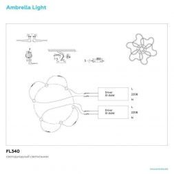 Потолочный светодиодный светильник Ambrella FL340/6 WH Metallic