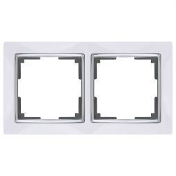 Рамка 2-местная Werkel W0021901 белый, вставка хром (WL03-Frame-02-white)
