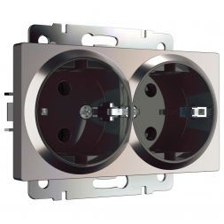 Розетка двойная с заземлением Werkel W1172002 глянцевый никель (WL02-SKG-02-IP20)