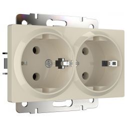 Розетка двойная с заземлением Werkel W1172003 слоновая кость (WL03-SKG-02-IP20)