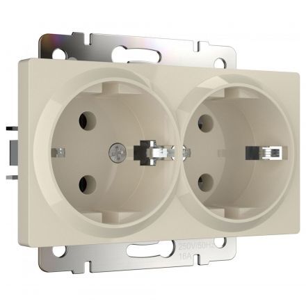 Розетка двойная с заземлением Werkel W1172003 слоновая кость (WL03-SKG-02-IP20)