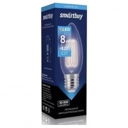 Филаментная светодиодная лампа Свеча С37 8W 4000K E27 Smartbuy SBL-C37F-8-40K-E27