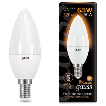 Лампа Gauss 103101107 LED Candle E14 6.5W 2700К