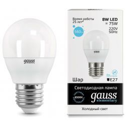 Лампа Gauss 53238 LED Elementary Globe 8W E27 6500K