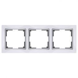 Рамка 3-местная Werkel W0031901 белый, вставка хром (WL03-Frame-03-white)