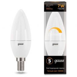 Лампа Gauss 103101107-D LED Candle-dim E14 7W 3000К диммируемая
