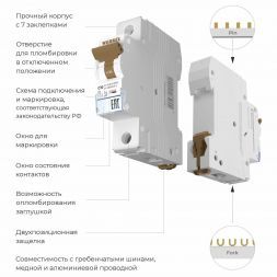 Автоматический выключатель 1P 10 A C 4,5 kА Werkel W901P104