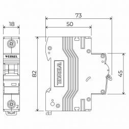 Автоматический выключатель 1P 10 A C 4,5 kА Werkel W901P104