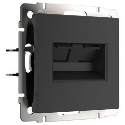 Розетка компьютерная Werkel RJ-45 + ТФ RJ-11 W1182108 черный матовый (WL08-RJ11+RJ45)