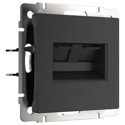 Розетка компьютерная Werkel RJ-45 + ТФ RJ-11 W1182108 черный матовый (WL08-RJ11+RJ45)