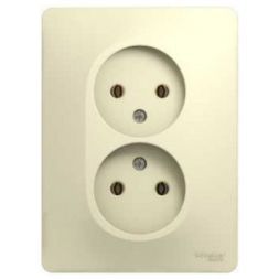 Розетка 2-я без заземления Schneider Electric Glossa Беж (в сборе с рамкой) GSL000220