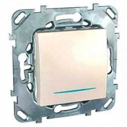 Выключатель 1-клавишный 2-полюсный Schneider Electric Unica Беж 16A (сх.1) с подсветкой MGU5.262.25SZD