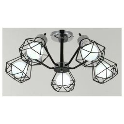 Светильник потолочный Linvel LV 9378/5 Стоктон Хром/чёрный Е27 40W D650 H300мм (LINVEL LV 9378/5 Хром/чёрный Е27 40W)