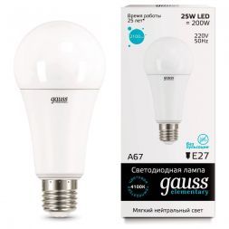 Лампа Gauss 73225 LED Elementary A67 25W E27 4100K
