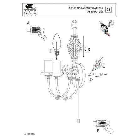 Бра Arte Lamp A8392AP-2AB