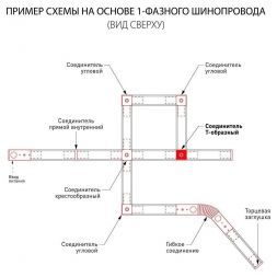 Коннектор Т-образный для однофазного шинопровода Elektrostandard TRC-1-1-T-BK