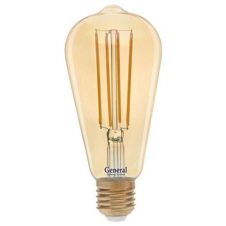 Лампа General GLDEN-ST64S-10-230-E27-2700 Золотая