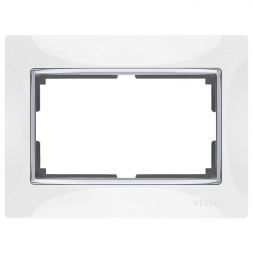Рамка для двойной розетки Werkel W0081901 белый, вставка хром (WL03-Frame-01-DBL-white)