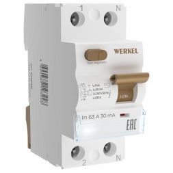 Устройство защитного отключения 1P+N 63 A 30 mА АС 6 kА Werkel W912P636