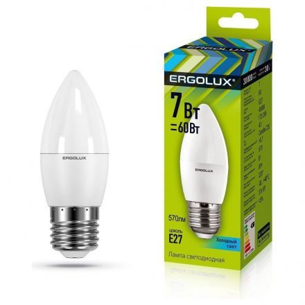 Светодиодная лампа Ergolux LED-C35-7W-E27-4K